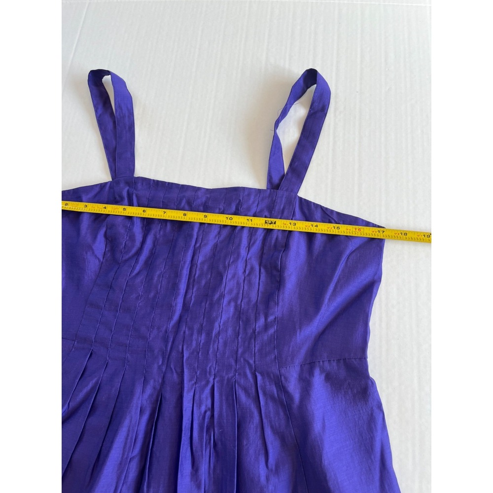 Banana Republic Sz 8 Pleated Purple Camisole Tank Top Lined Back Zip Tencel - Picture 10 of 11